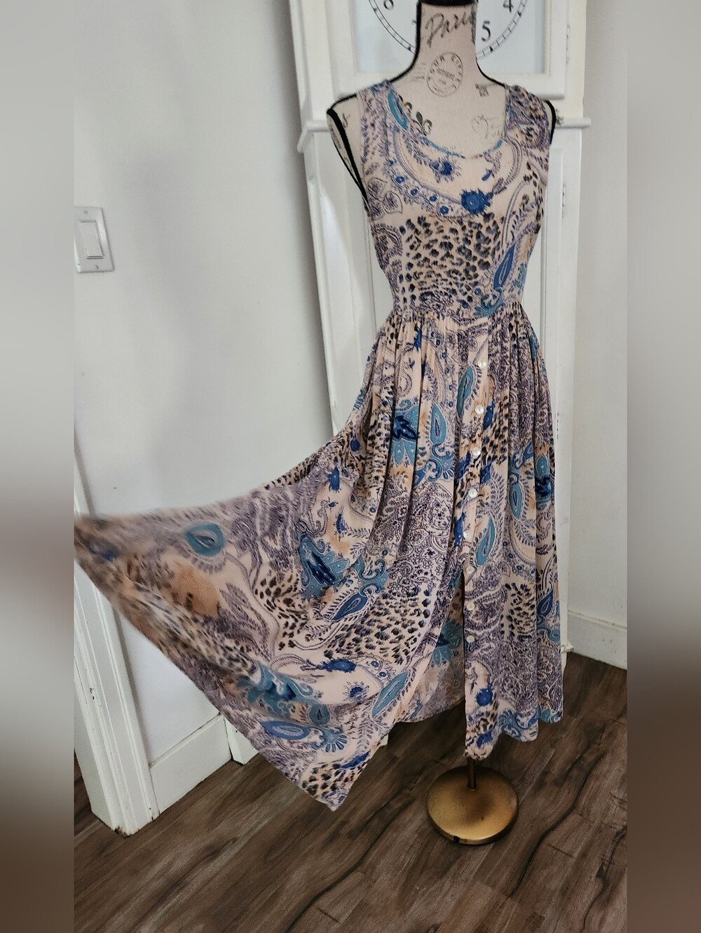 Vintage 90s Rayon Boho Maxi Dress